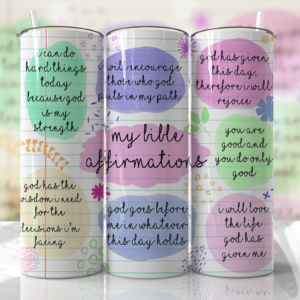 Bible - Affirmations - 20oz Skinny Seamless Tumbler Wrap PNG - Sublimation Tumbler Template - EmmePrintCo