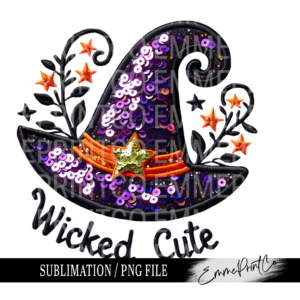 Wicked Cute - Kids Witch Halloween - Sublimation Design Download PNG - DTF Digital File Download - Shirts Mugs Tumblers EmmePrintCo